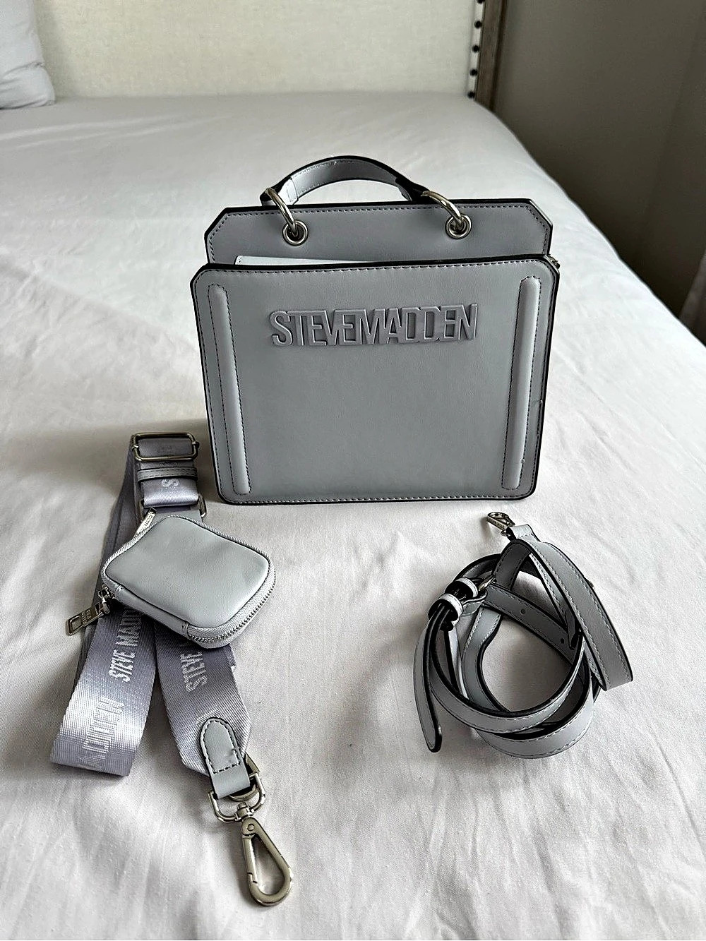 Steve Madden Bevelyn Convertible Crossbody Bag Gray Satchel